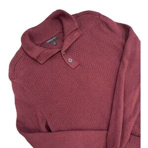 BANANA REPUBLIC 1/4 BUTTON HENLEY LONG SLEEVE SWEATER MEN’S Size Medium Wine